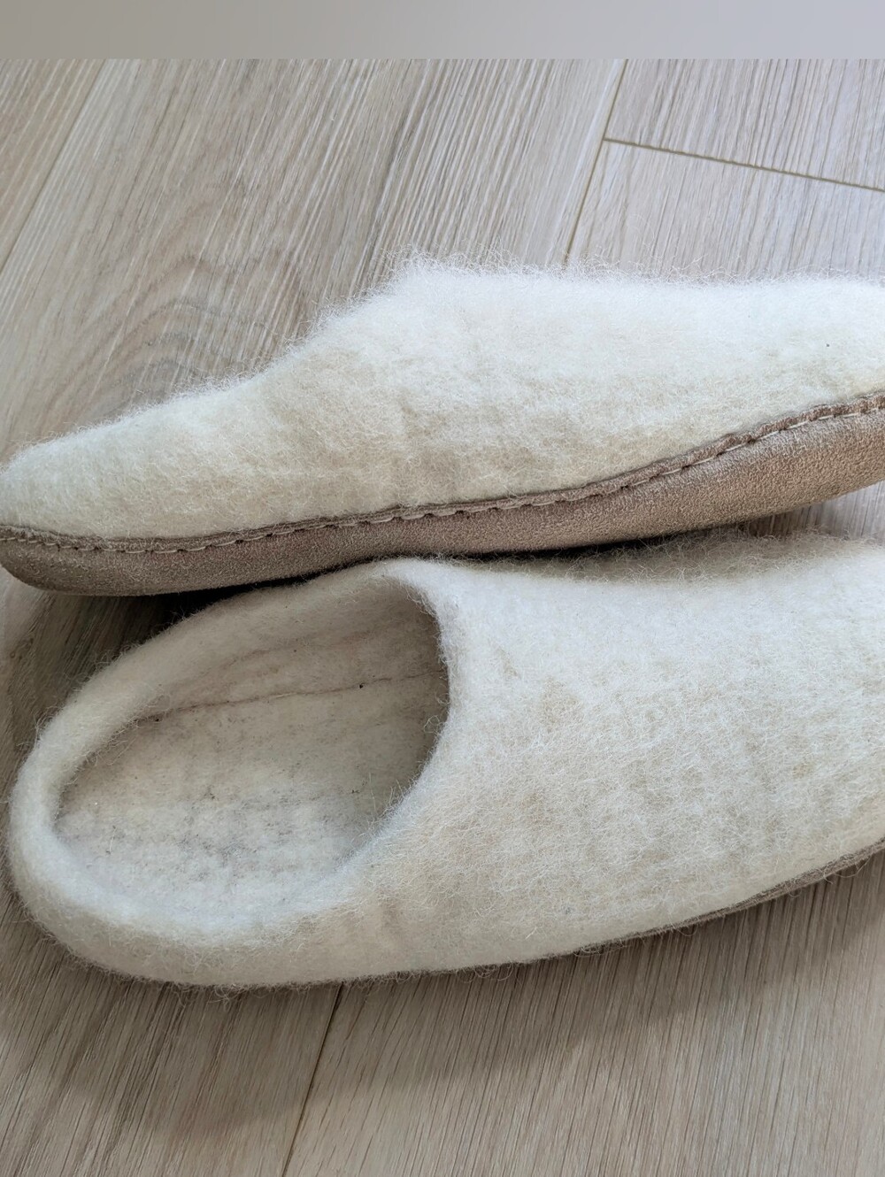 Felted Wool Leather Sole Slippers Size 6